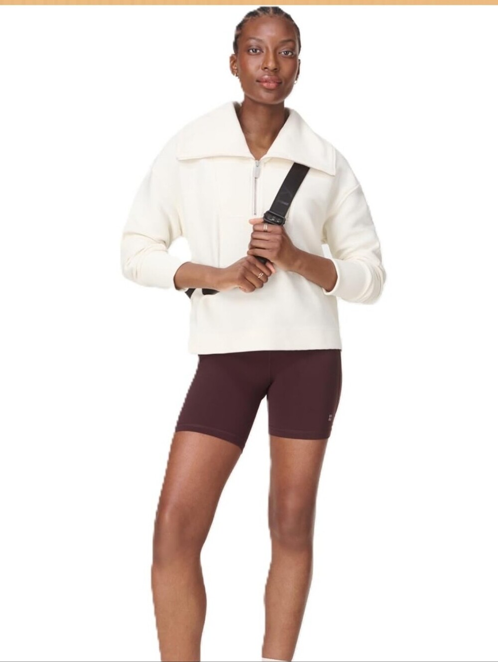 NWT Sweaty Betty Women's Peaceful Rib Half Zip Cropped Sweatshirt Retail $134 XL